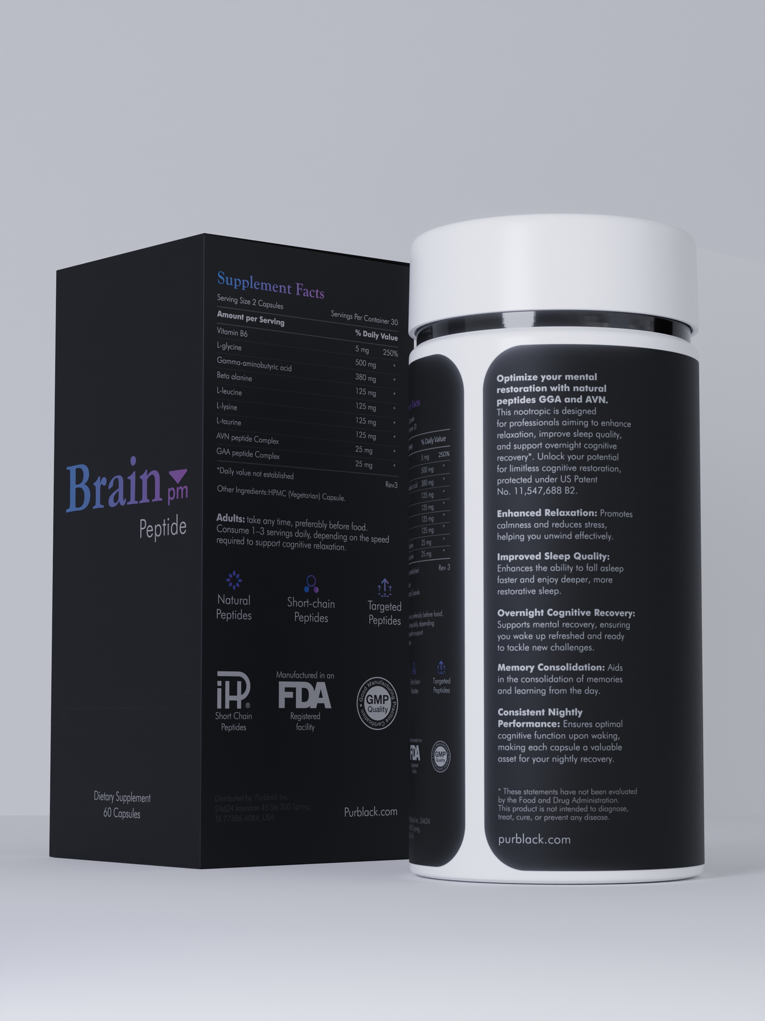 Brain PM Nootropic Peptide Capsules, 60 Count (30 Servings)