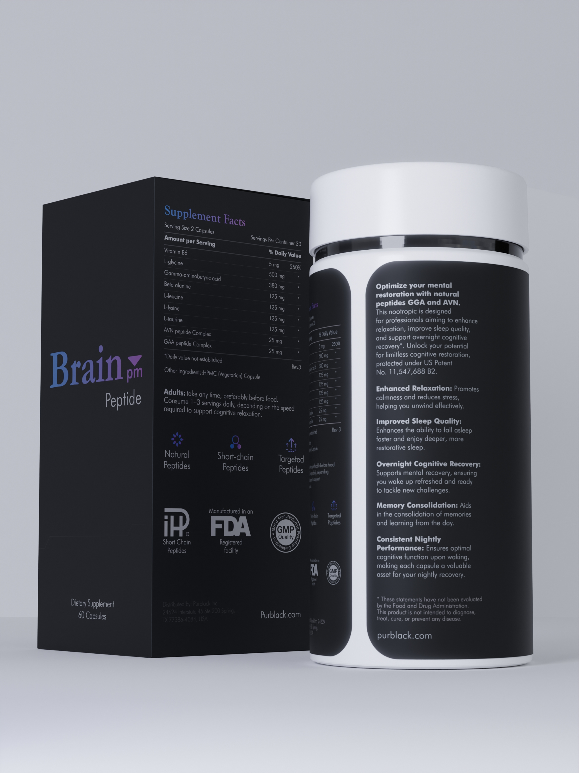 Brain PM Nootropic Peptide Capsules, 60 Count (30 Servings)