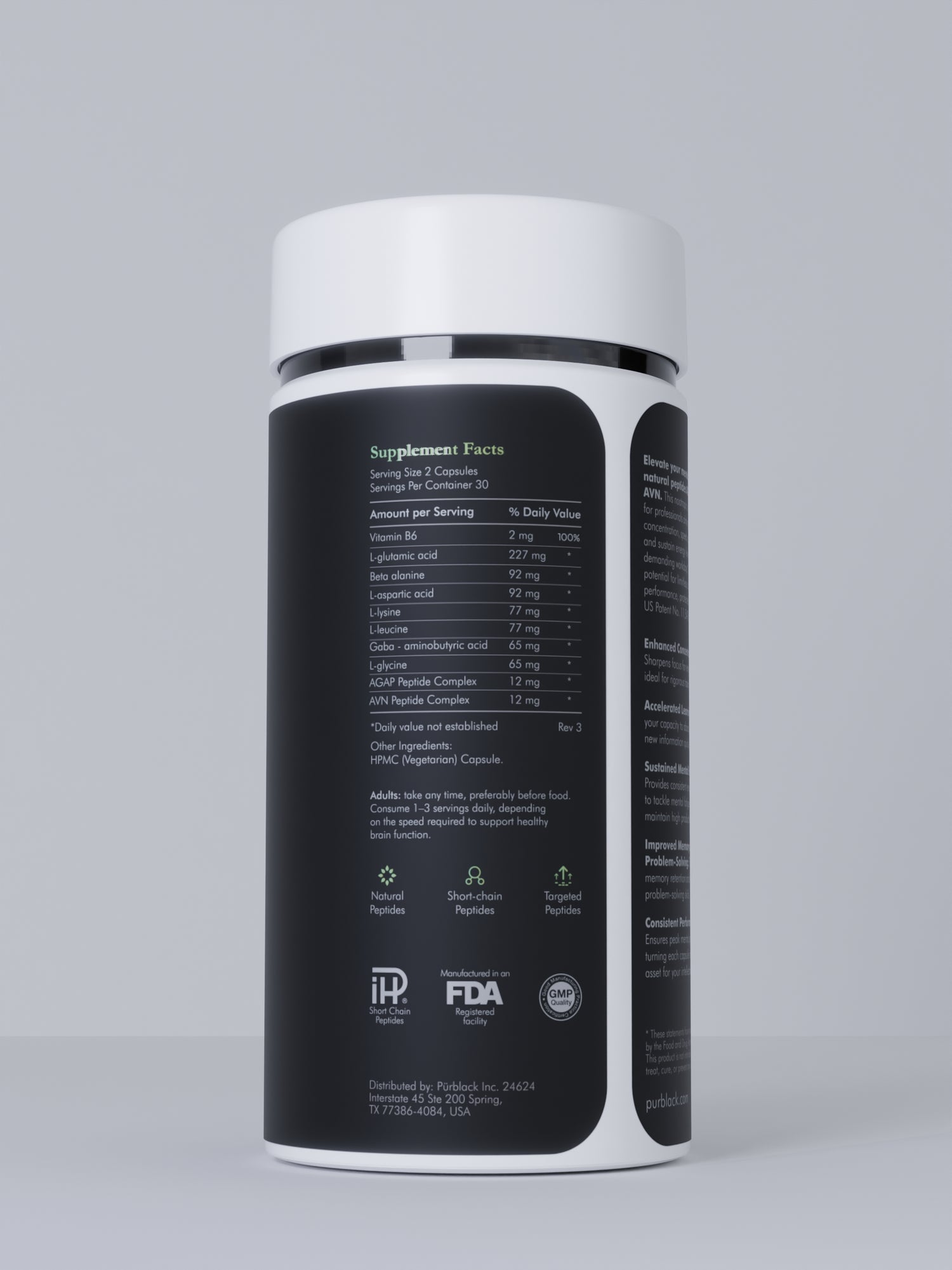 Brain AM Nootropic Peptide Capsules, 60 Count (30 Servings)