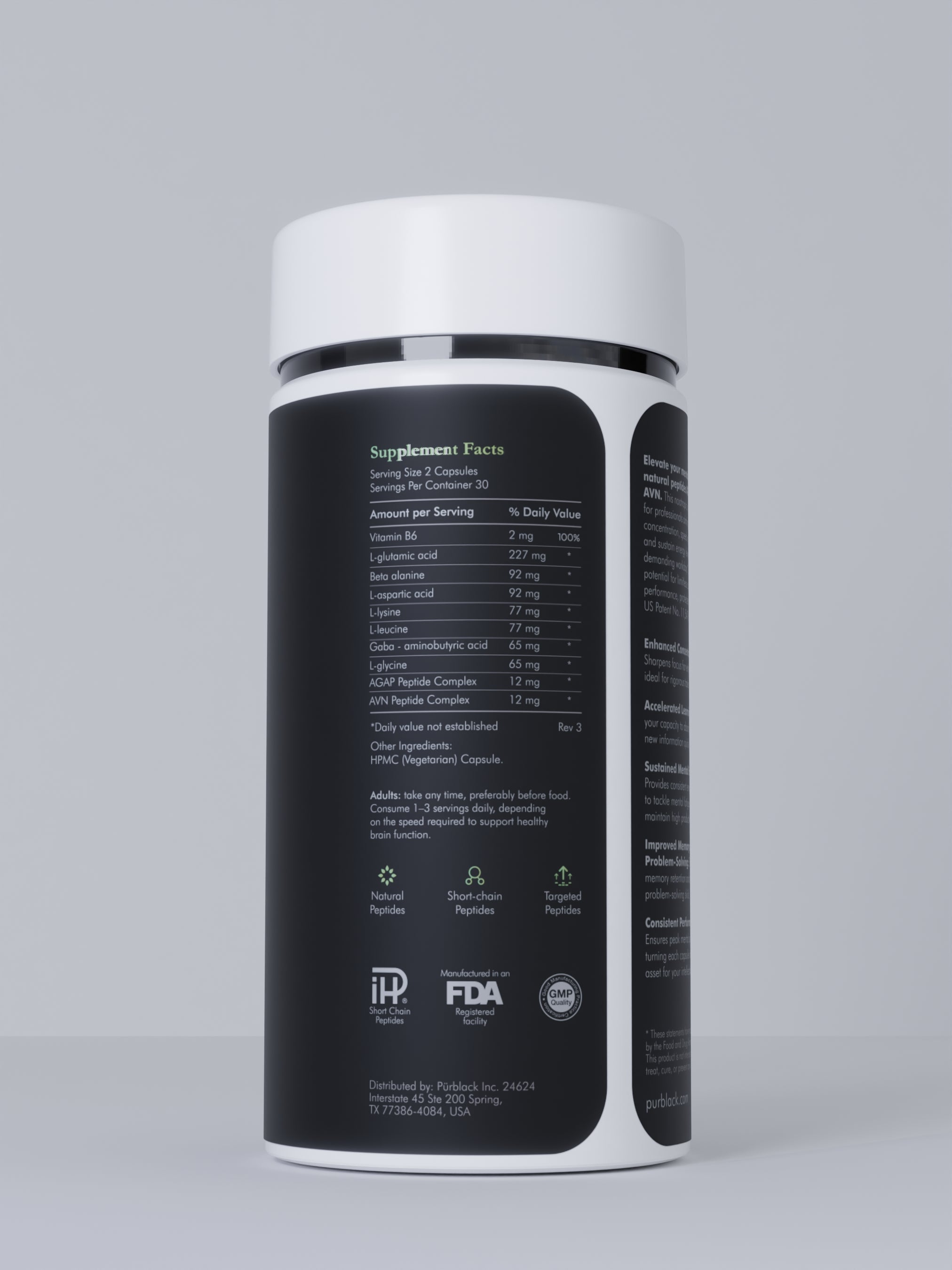 Brain AM Nootropic Peptide Capsules, 60 Count (30 Servings)