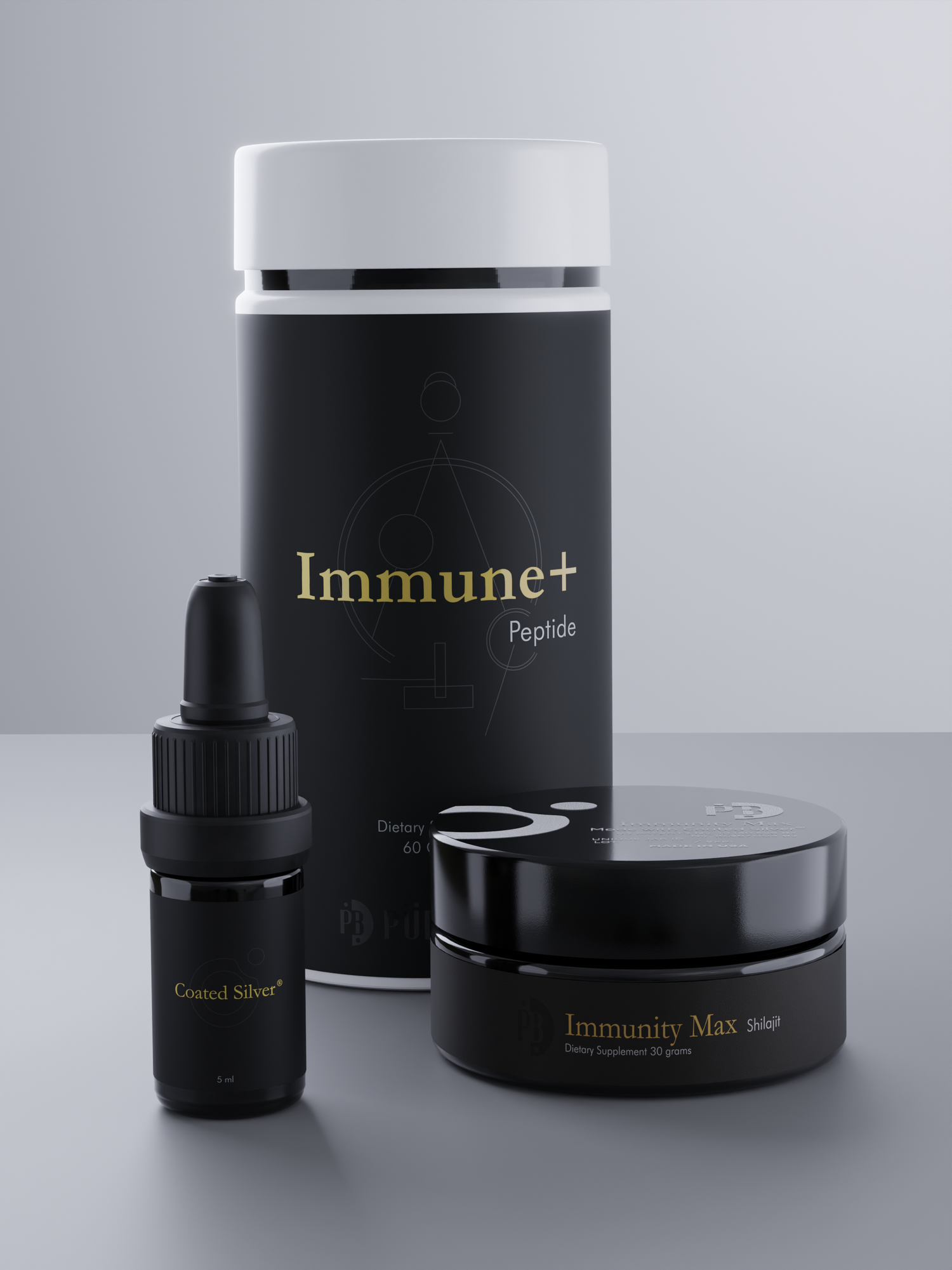 Three skincare products labeled &