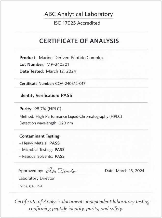 Testing and Quality Standards (Certificates of Analysis)
